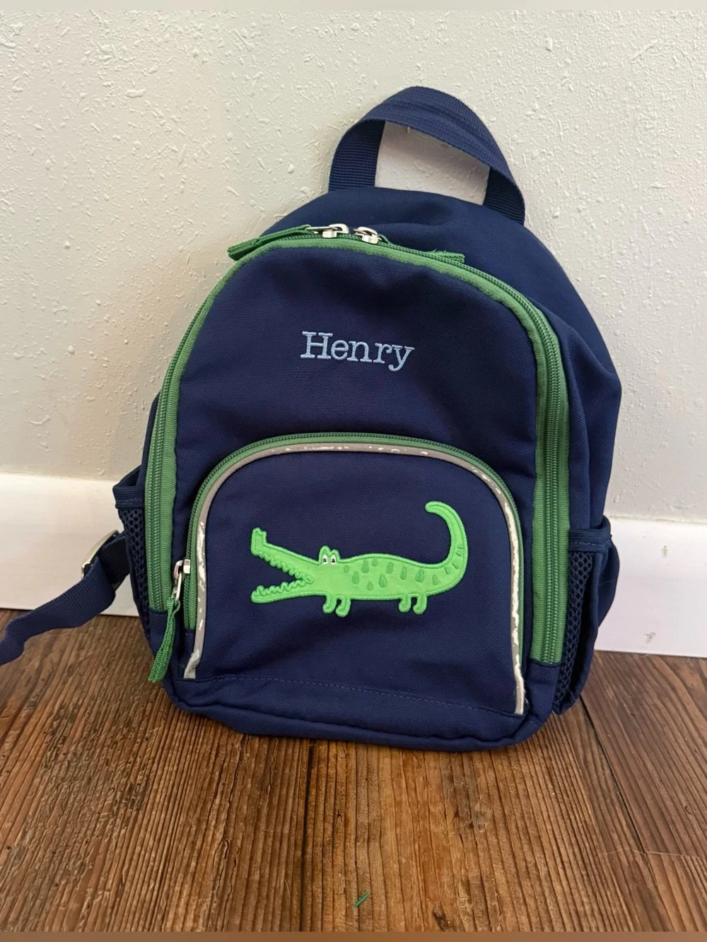 Pottery Barn Toddler Backpack Navy w/ Alligator “Henry”
